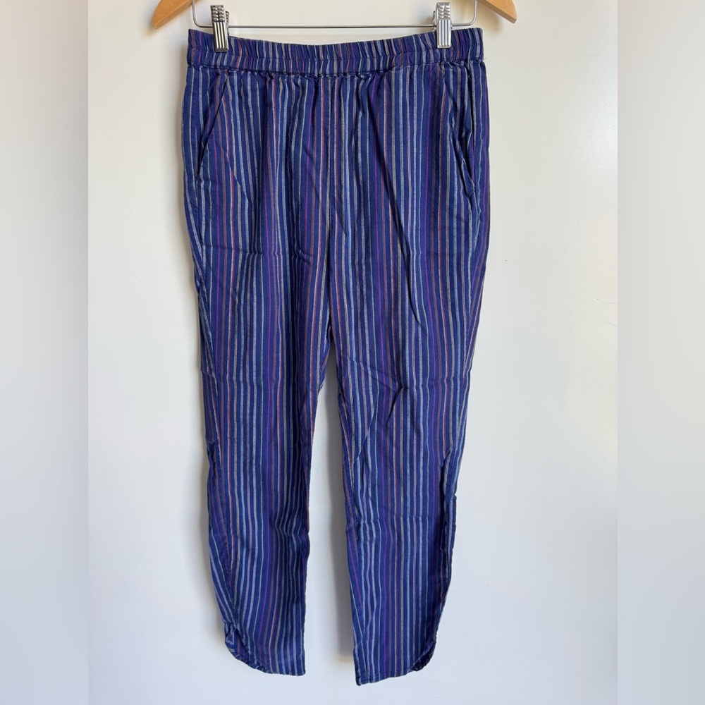 Marine Layer Allison pant Women Small multi-colored stripe Crop Tencel Lyocell